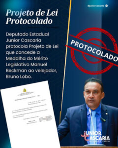 Cascaria protocola Projeto de Lei que concede Medalha Manuel Beckman ao velejador Bruno Lobo