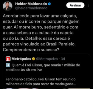 Após atingir a expressiva marca de mais de 1 milhão de pessoas em live, Frei Gilson é alvo de ataques