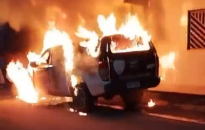 Viatura da PM é incendiada por facção no Maranhão