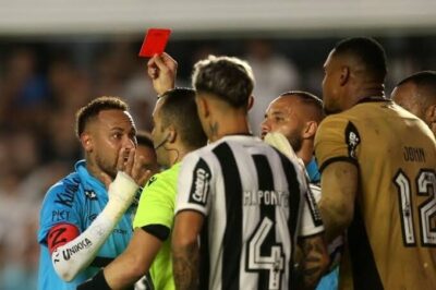 Com Neymar expulso, Santos perde para o Botafogo e segue na zona de rebaixamento