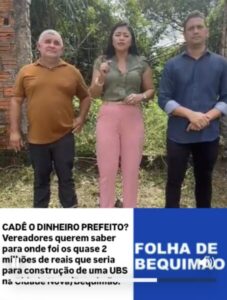 CADÊ O DINHEIRO PREFEITO? Vereadores querem saber para onde foi os quase 2 milhões de reais que seria para construção de uma UBS na Cidade Nova/Bequimão.