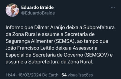 Prefeito Eduardo Braide anuncia novos ajustes no secretariado municipal