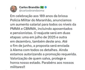 Brandão anuncia reajuste salarial e promoções para PM’s e Bombeiros do Maranhão