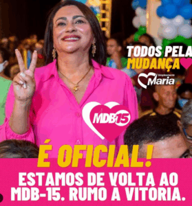 Liderando todas as pesquisas de intenção de voto em Arari, Simplesmente Maria se filia ao MDB a convite do Governador Carlos Brandão