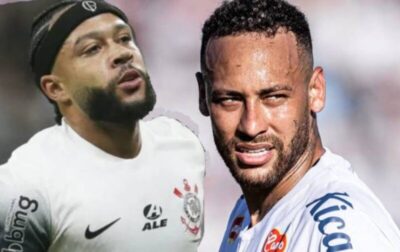 Memphis Depay e Neymar duelam no clássico Corinthians x Santos desta quarta