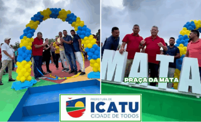 Prefeito de Icatu, Walace Azevedo, Inaugura praça no povoado Mata e assina ordem de serviço para iniciar a perfuração de um poço