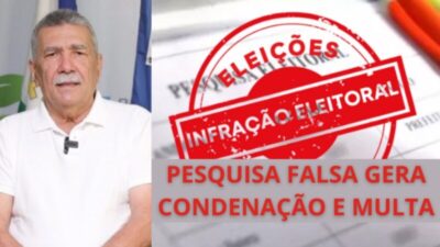 Pesquisa que aponta prefeito Salomão na liderança é declarada fraudulenta pela Justiça Eleitoral; Instituto foi condenado ao pagamento de R$ 53 mil em multa pela divulgação