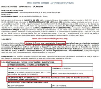 Atenção Polícia Federal! Gestão Braide registra “Ata de Preços” da RC NUTRY por R$ 100 MILHÕES