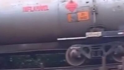 Trem com carga de combustíveis fica preso em ponte no Maranhão