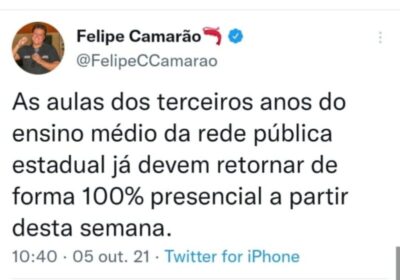 Felipe Camarão anuncia aulas 100% presencias na rede estadual