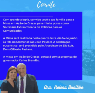 Ex-deputada estadual Helena Duailibe celebra posse de cargo com Missa em ação de graças