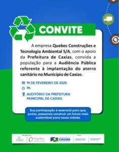 Atenção caxienses!!! Estejam convidados para a Audiência Pública referente a implantação do aterro sanitário de Caxias, no dia 19/02..