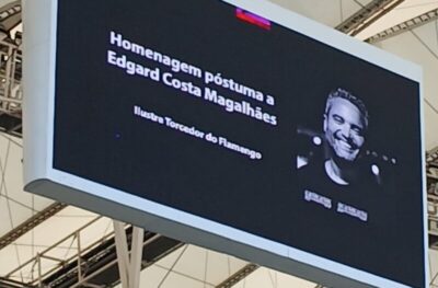 Edgard Magalhães, do Azeite e Sal, recebe homenagem durante Fla-Flu