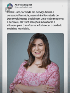 Thalia Liam, nova secretária de Desenvolvimento Social de Pinheiro