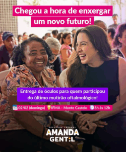 Amanda Gentil: Após as consultas oftalmológicas chegou a vez a entrega dos óculos em Caxias