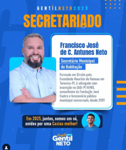 Mais um secretário anunciado para compor o leque de técnicos que estarão na gestão de Gentil Neto em Caxias…
