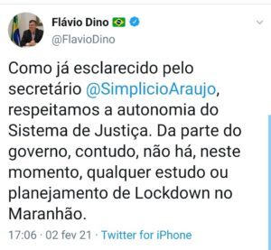 Governador Flávio Dino descarta decretar novo lockdown