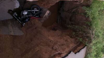 Cabeceira de ponte rompe novamente, provoca acidente e isola Cajari