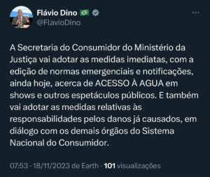 Ministro Flávio Dino vai notificar produtora de show de Taylor Swift após proibição de entrada com garrafa d´agua