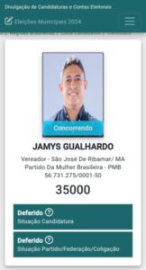 Justiça eleitoral defere candidatura de Jamys Gualhardo em Ribamar