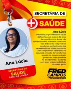Fred Campos anuncia Ana Lúcia como nova secretária de saúde de Paço do Lumiar