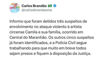 Governador Brandão anuncia prisão de três suspeitos por ataque brutal à artista circense em Central