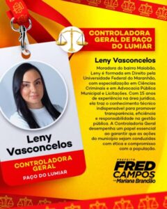 Fred Campos anuncia Leny Vasconcelos como Controladora Geral de Paço do Lumiar
