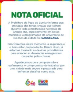 Fred Campos cancela comemorações do aniversário de Paço do Lumiar