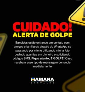 Bandidos tentam aplicar golpes usando imagem de Mariana Carvalho
