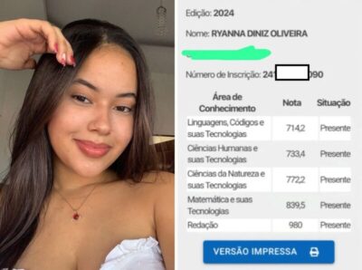 Jovem de São João Batista tira 980 pontos na redação e média superior a 800 como treinera do Enem 2024
