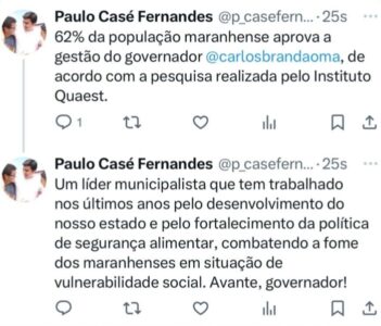 Paulo Casé destaca aprovação popular de Brandão: “líder municipalista”