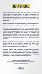 Pedro Lucas Fernandes agradece Lula…