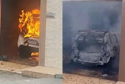 ASSISTA! Incêndio consome carro dentro de garagem de casa e assusta moradores em São Luís