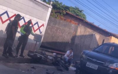 Colisão entre moto e carro deixa motociclista ferido no bairro Aurora, em São Luís