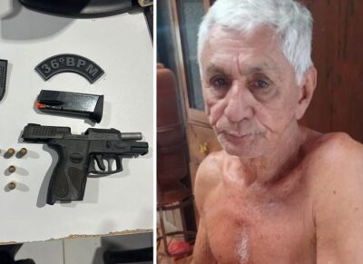 Idoso tio de policial é executado dentro de casa na frente da filha em Viana; suspeitos são detidos com arma e drogas