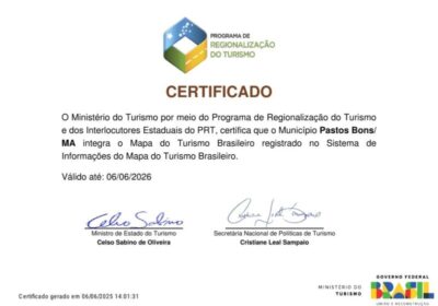 Pastos Bons entra oficialmente no Mapa do turismo brasileiro
