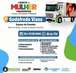 Carreta da Mulher desembarca em Godofredo Viana com serviços variados
