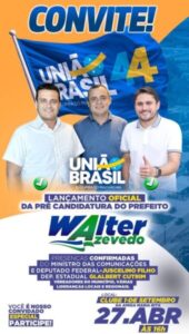 Walter Azevedo lançará pré-candidatura á reeleição em Sucupira do Riachão com a presença do Ministro Juscelino Filho neste sábado (27)