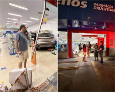 Carro invade farmácia e deixa uma pessoa ferida na Avenida dos Holandeses, em São Luís