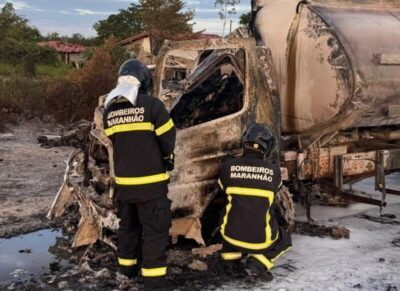 Motorista morre carbonizado após colisão entre caminhão-tanque e caçamba