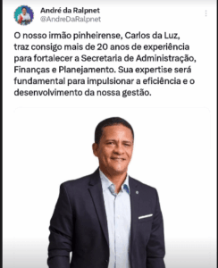 Carlos Da Luz será o Secretário de Administração, Finanças e Planejamento de Pinheiro