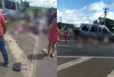 VÍDEO: Hilux bate em van cheia de passageiros e deixa oito pessoas feridas e veículos destruídos no interior do Maranhão