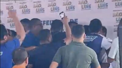 Pessoas ligadas ao vereador Ribeiro Neto causam danos e agressões em evento do prefeito Eduardo Braide; veja o vídeo: