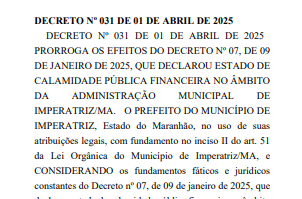 Rildo Amaral prorroga decreto de calamidade financeira por mais 90 dias