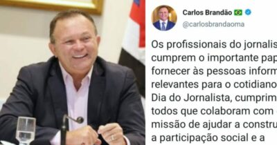 Carlos Brandão cumprimenta os jornalistas