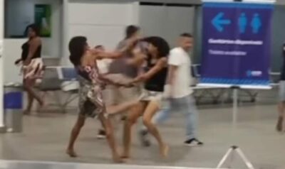 O pau fechou! Mulheres trocam tapas e pauladas no Aeroporto de São Luís