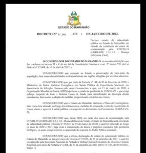 Governador Flávio Dino decreta calamidade no Maranhão por conta da covid-19
