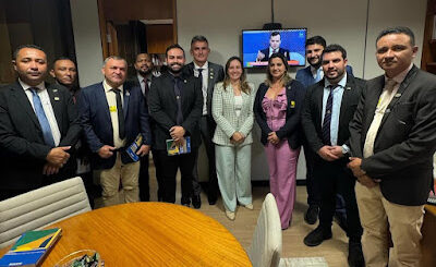 Deputada Detinha (PL) recebeu em seu Gabinete em Brasília uma caravana de vereadores de Viana