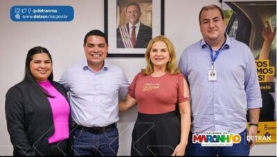 Diretores do Detran-MA com a prefeita de Lago da Pedra