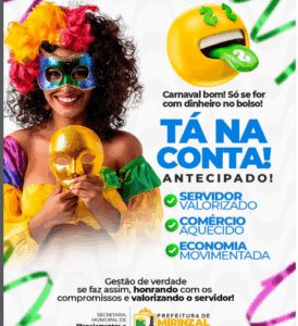 Em Mirinzal, prefeito Deyvison antecipa salário de servidores referente ao mês de fevereiro